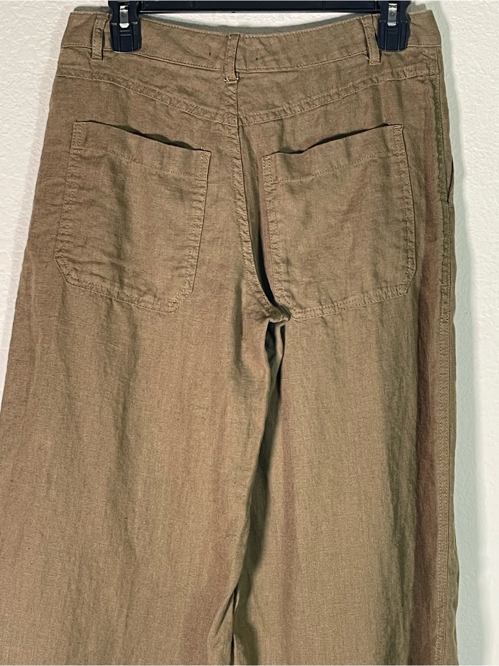 Madewell The Petite Zoe Relaxed Wide Pant in 100% Linen Size 2P in Safari Khaki - Picture 12 of 16